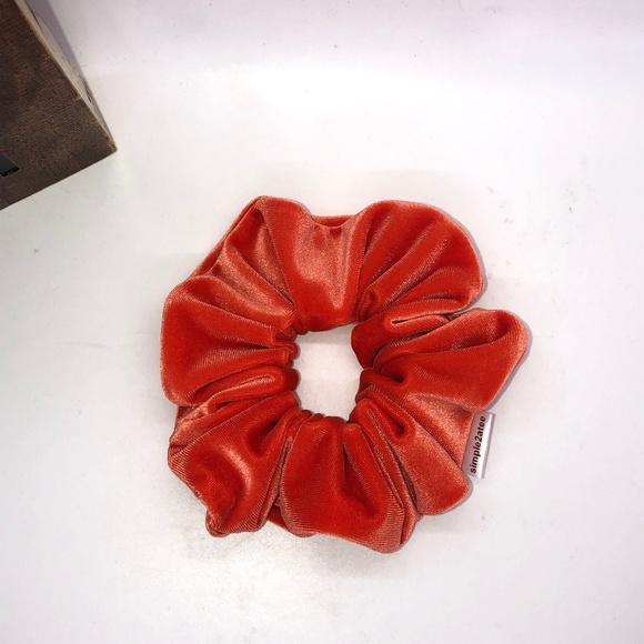 Orange Stretch Velvet Hair Scrunchie Hair Accessory - Picture 4 of 10